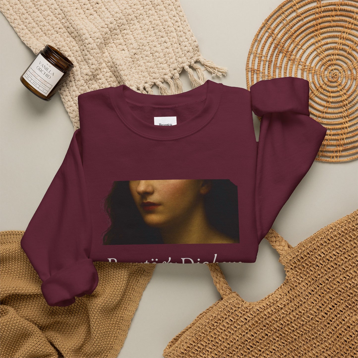 The Brontë & Dickens Cropped Portrait Crewneck — Black Edition