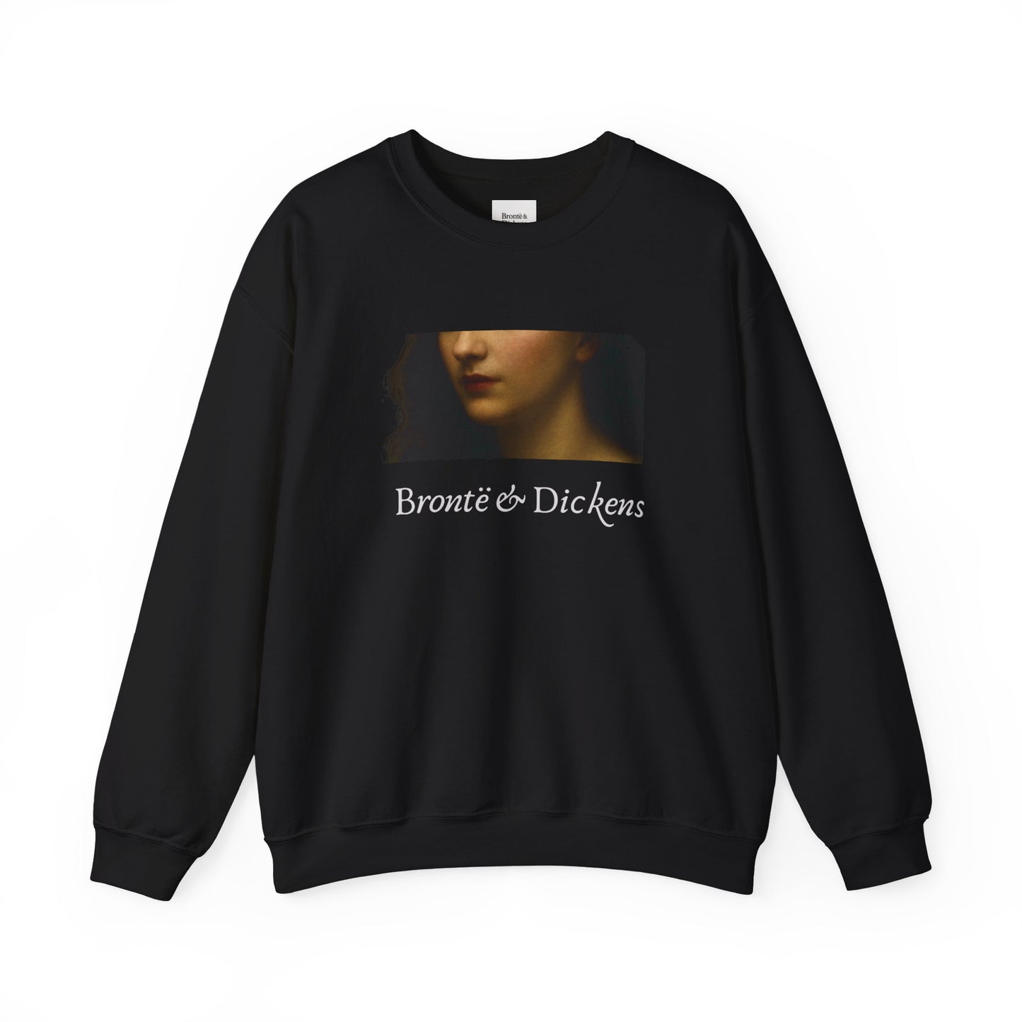 The Brontë & Dickens Cropped Portrait Crewneck — Black Edition