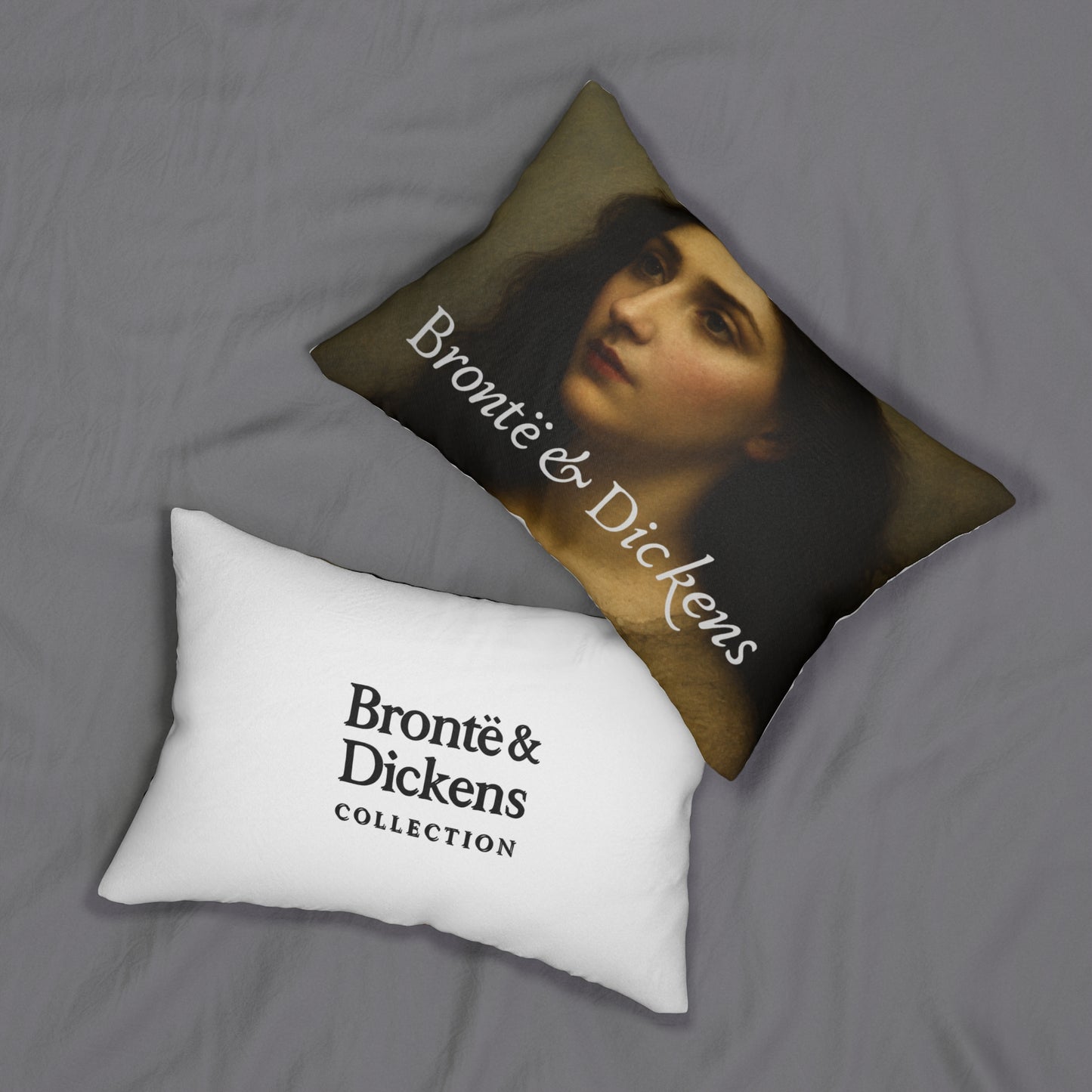 Brontë & Dickens Portrait Pillow — A Love Story