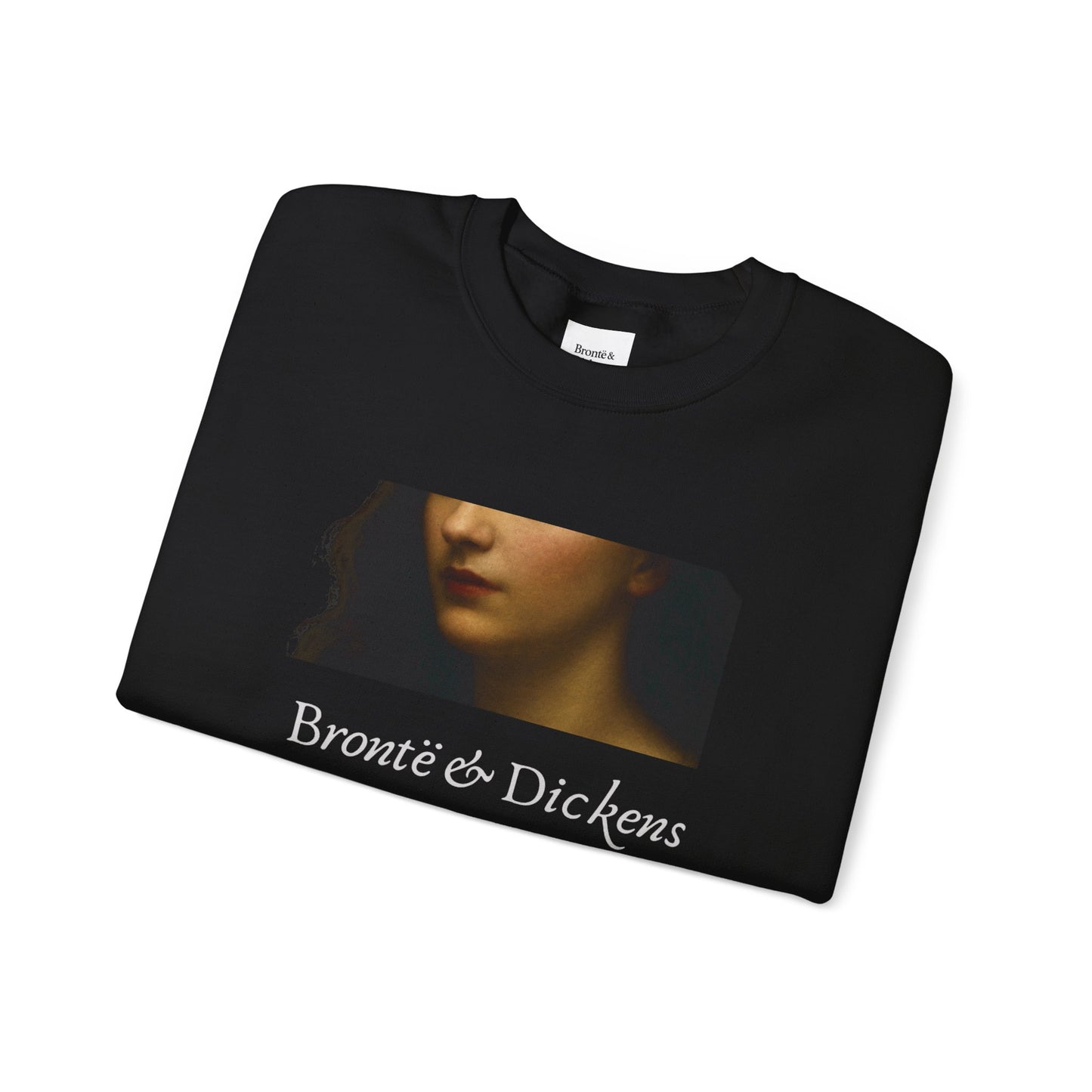 The Brontë & Dickens Cropped Portrait Crewneck — Black Edition